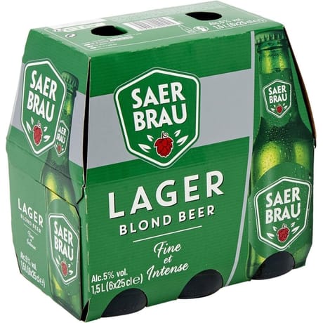 Carrefour bière blonde saer-brau 6x25cl 5%vol