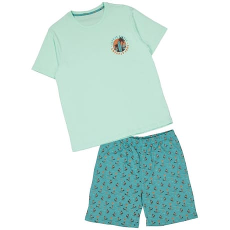 Pyjashort bas aop VERT D'EAU XXL