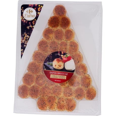 Carrefour extra sapin brioché chèvre tomate 430g