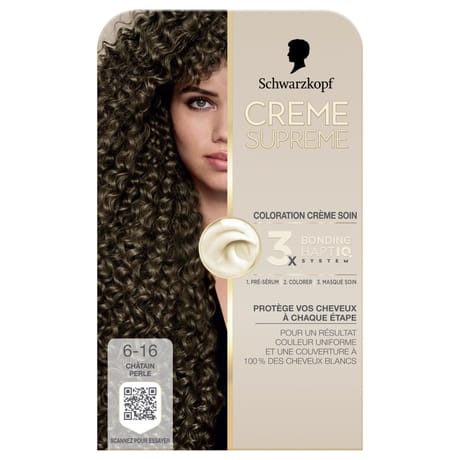 Schwarzkopf crème suprême coloration permanente 6-16 châtain perle