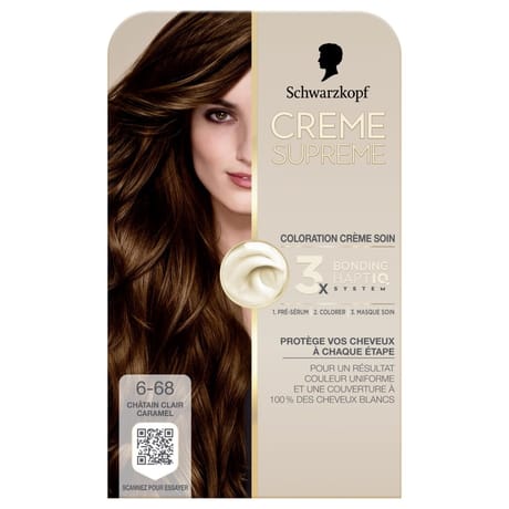 Schwarzkopf crème suprême coloration permanente 6-68 châtain clair caramel