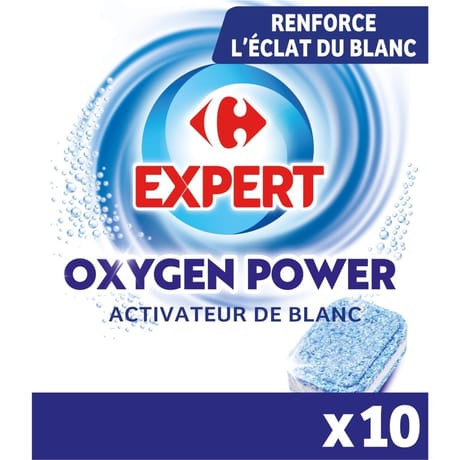 Carrefour expert oxygen power tablettes activateur linge blanc  x10