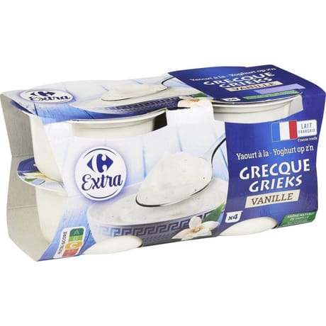 Carrefour extra yaourt à la grecque vanille 4x150g