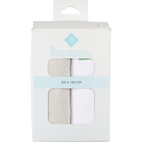 Lot de 2 draps housse unis beige 60x120cm coton bio Tex