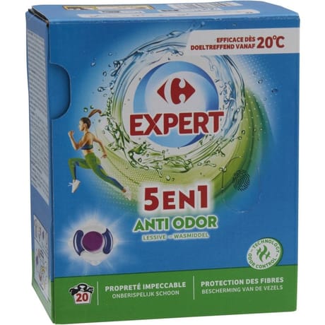 Carrefour expert lessive doses 5 en 1 Anti-Odor x20