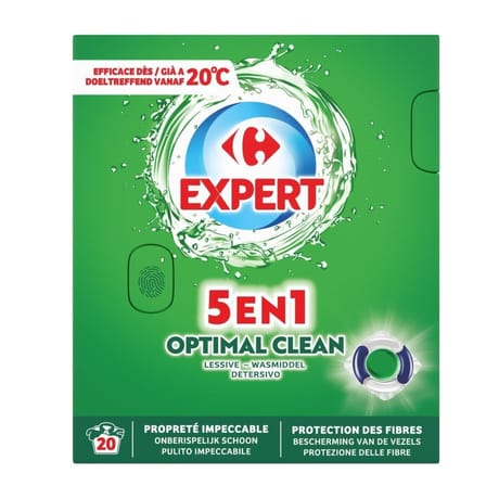 Carrefour expert optimal clean lessive liquide doses 5 en 1 x20