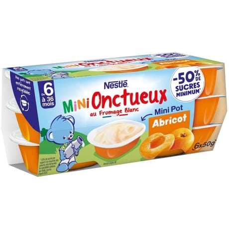 Nestle mini p'tit onctueux croissance abricot dès 6 mois - 6x50g - 300g