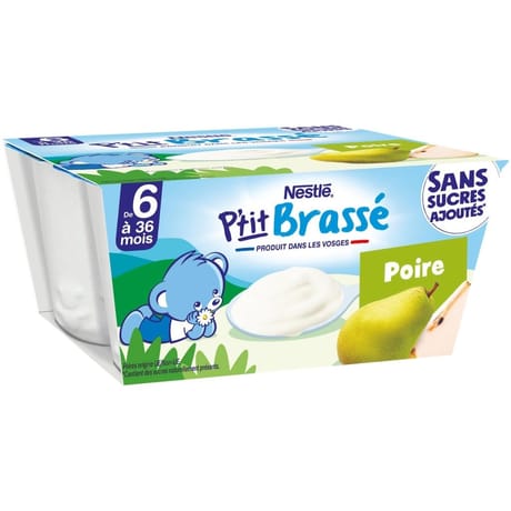 Nestlé p'tit brassé poire 4x90g dès 6 mois