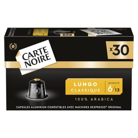 Carte noire capsules alu type nespresso lungo n°8 x30 - 168g