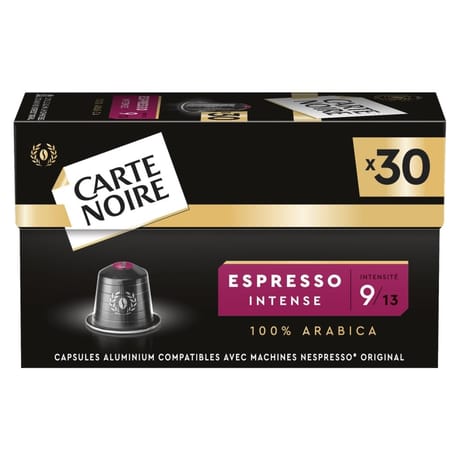 Carte  noire capsules alu type nespresso espresso intense n°9 x30 -165g