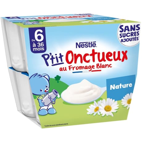 Nestle p tit onctueux nature ssa des 6 mois - 8x90g