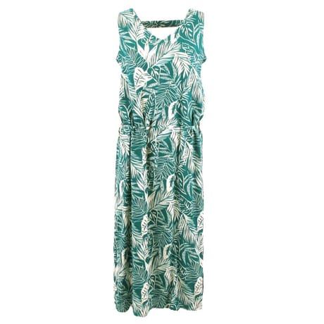 Robe longue fines bretelles GREEN AOP LEAF T40