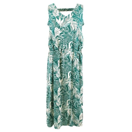 Robe longue fines bretelles GREEN AOP LEAF T50