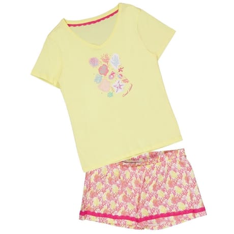 Pyjama court JAUNE AOP T50/52