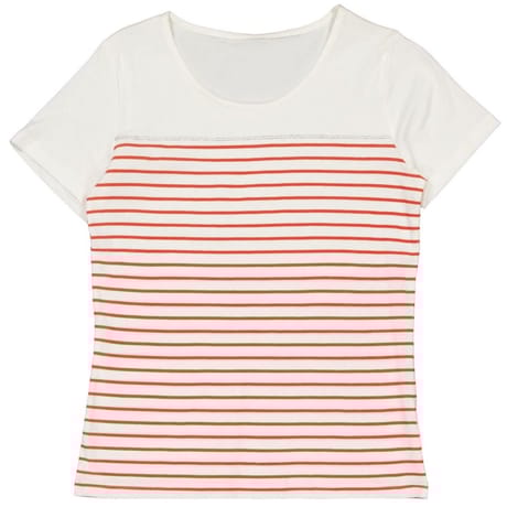 Tee shirt manches courtes femme ECRU RAYE ORANGE T38\40