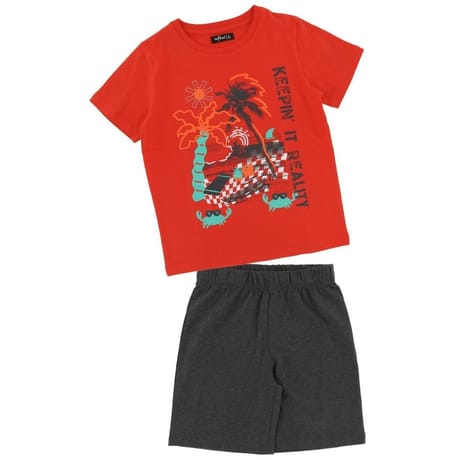 Pyjashort  manches courtes garçon ROUGE/ANTHRACITE 10 ANS