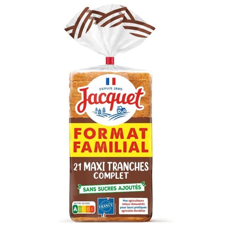 Jacquet 21 tranches complet sans sucres ajoutés 825g format familial