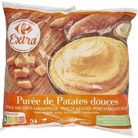 Carrefour extra purée de patates douces crème fraîche 750g