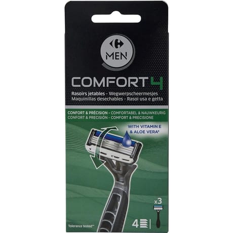 Carrefour men rasoirs jetables comfort4 x3