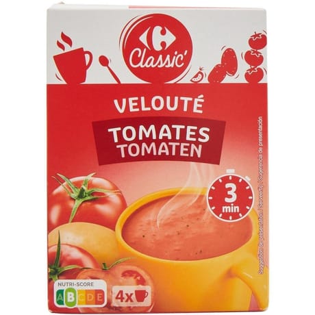 Carrefour soupe déshydratée à la tomate lot de 4 sachets de 20g