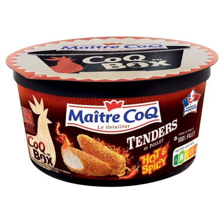 Maître Coq coq en box tenders de filet de poulet hot & spicy 380g
