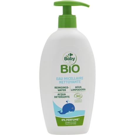 Carrefour baby bio eau micellaire nettoyante visage corps 500ml