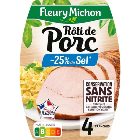 Fleury michon Roti de porc -25%sel 4tranches 160g