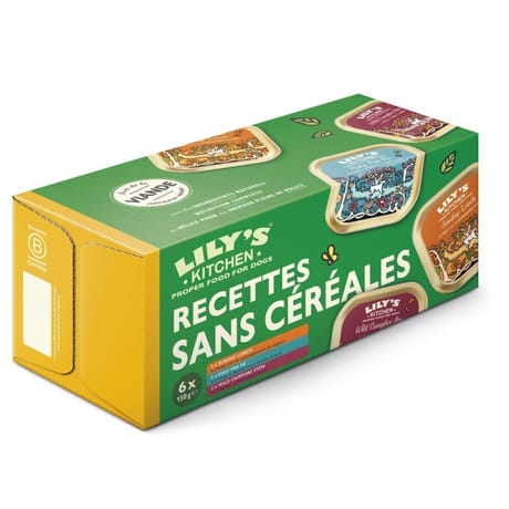Lily's repas pour chien recettes sans céréales x6 150g