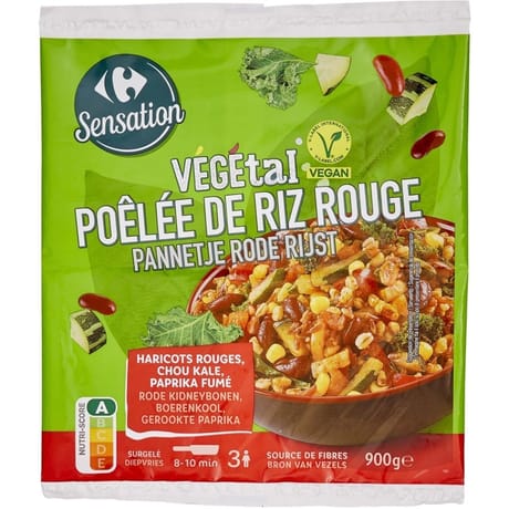 Carrefour sensation veggie poêlée de riz rouge 900g