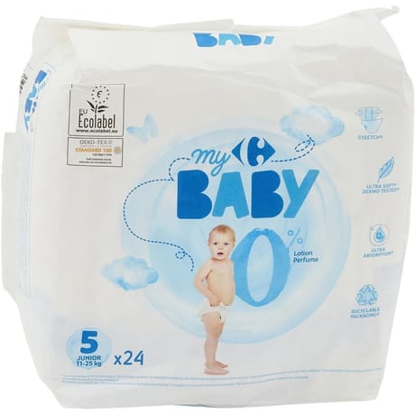 Carrefour baby couches taille 5 junior  11-25 kg x24