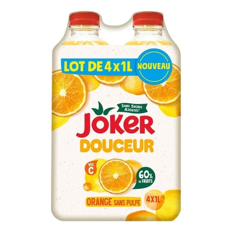 Joker douceur orange sans pulpe 4x1l