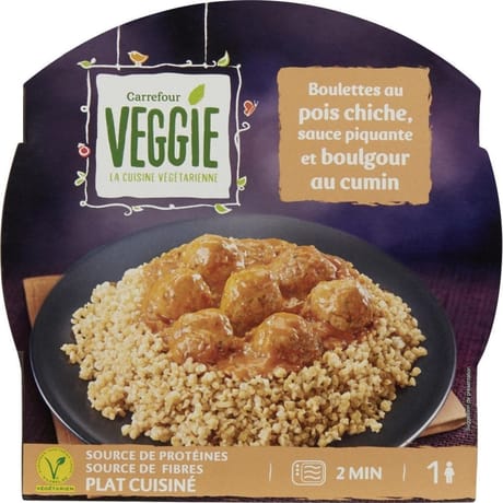 Carrefour veggie plat cuisiné boulettes pois chiche boulgour - 300g