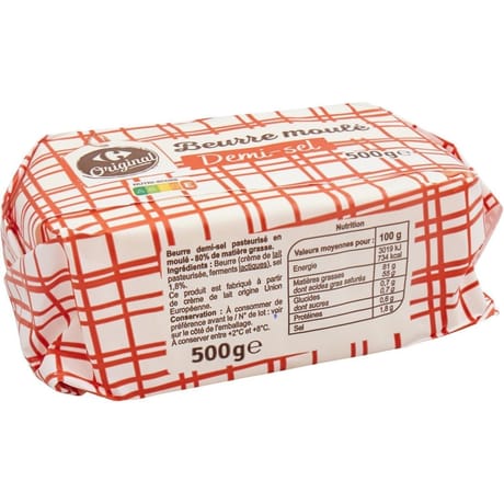 Carrefour original beurre moulé de Bretagne demi sel 500g