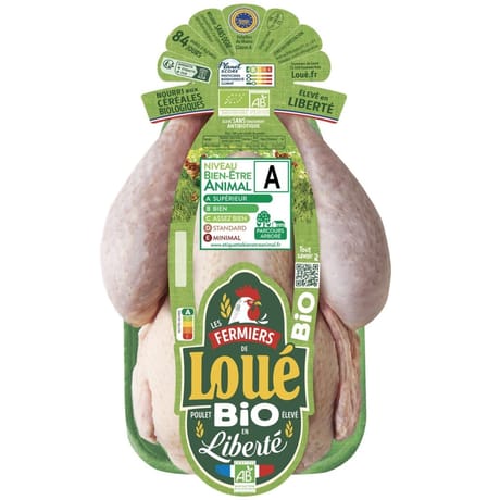 Loué poulet blanc fermier bio