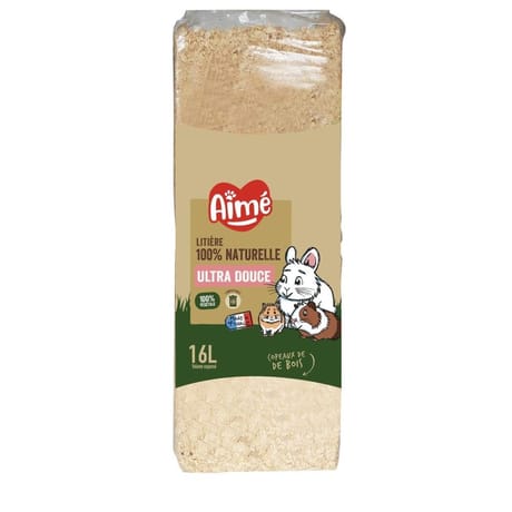 Aime litiere compressee copeaux naturel 16l pour rongeurs