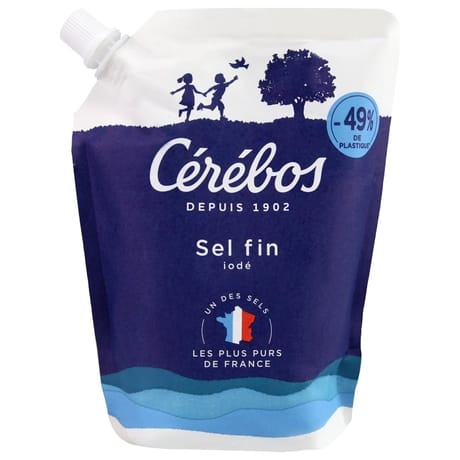 Cérébos sel fin iodé sachet souple 500g