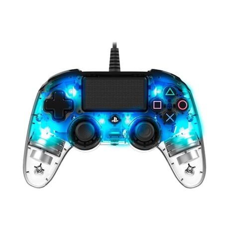 Manette ps4 filaire transparente bleue