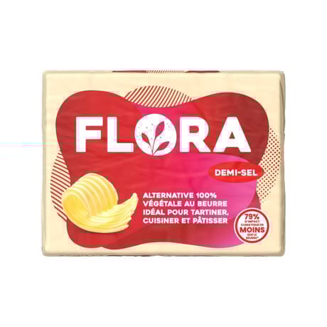 Flora 100% végétal demi sel plaquette 250g