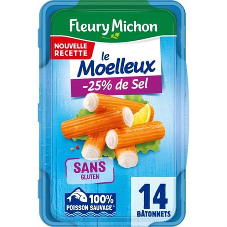 Fleury Michon 14 bâtonnets surimi -25% sel 230g