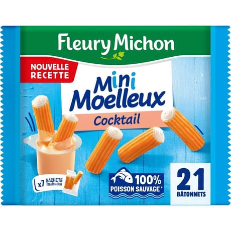 Fleury michon 21 mini bâtonnets surimi moelleux cocktail 230g