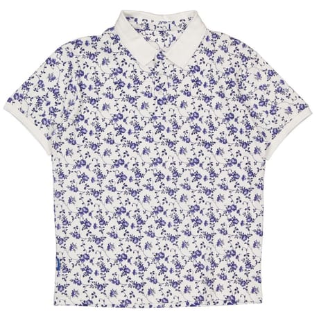 Polo manches courtes gaufre aop fleurs BLANC XL