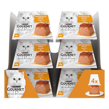 Purina gourmet révélations mousseline au poulet nappée de sauce 4x57g 228g