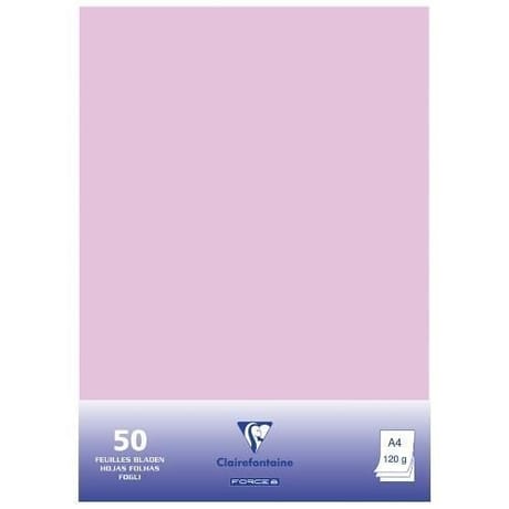 Clairefontaine 50 feuilles papier couleur 21x29.70 cm 120 grammes lilas sous film