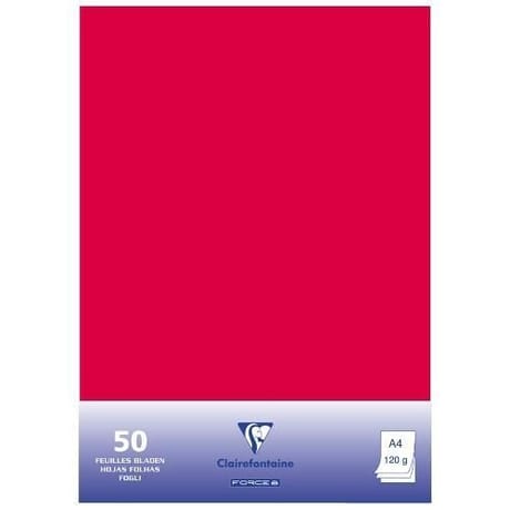 Clairefontaine 50 feuilles papier couleur 21x29.7 cm 120 grammes rouge groseille sous film