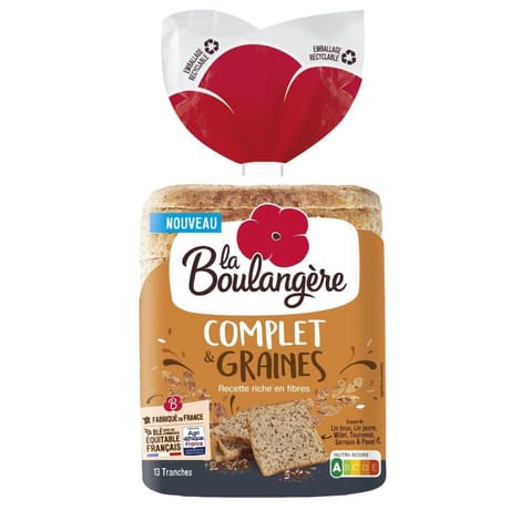 La Boulangère pain de mie complet & graines 13 tranches 500g