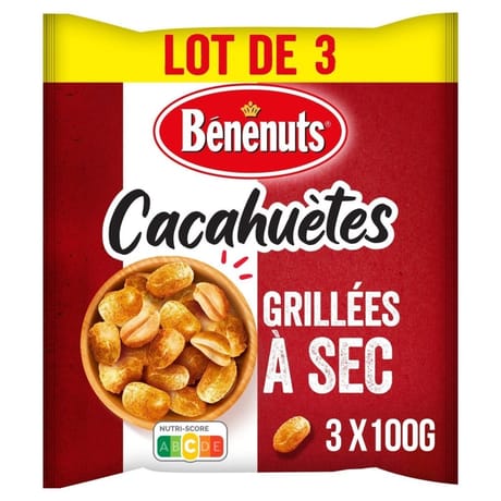 Benenuts cacahuètes grillées à sec 3x100g