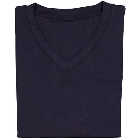 Tee shirt col v manches courtes coul basic homme MARINE L