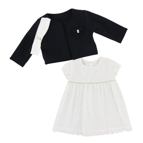 Ensemble robe 3 pièces MARINE/BLANC 36 MOIS