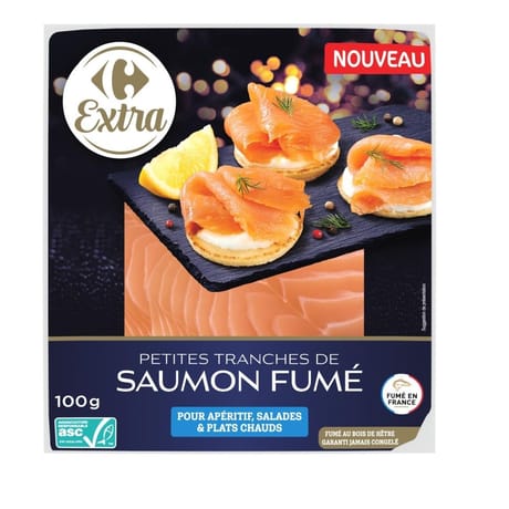 Carrefour extra tranchettes saumon fumé 100g