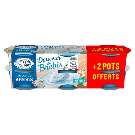 Le petit basque douceur brebis nature 4x100g + 2 pots offerts